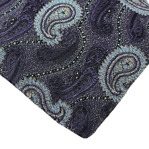Jos A Bank Signature Collection Mens Purple Blue Paisley Neck Tie Necktie Silk - Picture 9 of 16